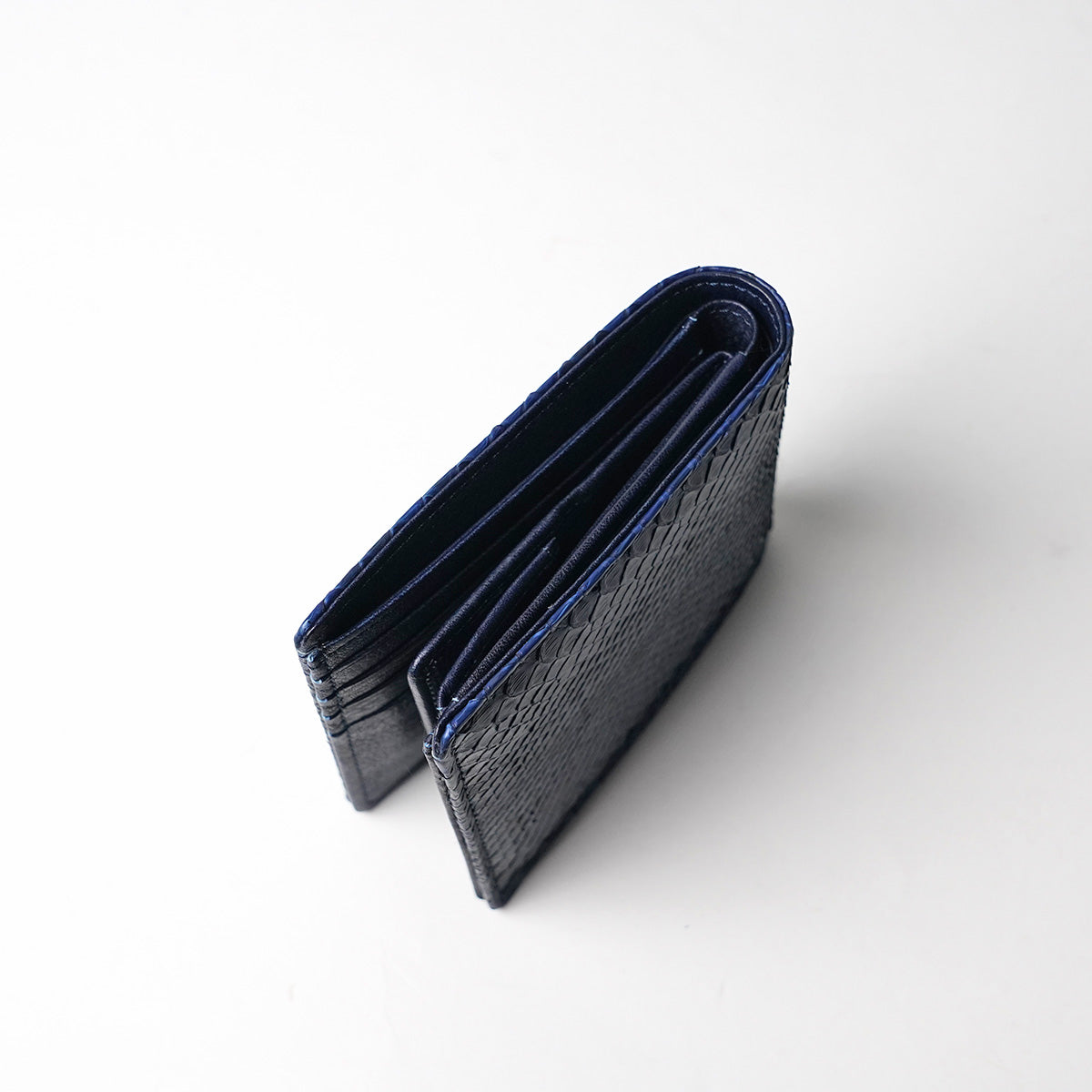 藍染め×蛇革 二つ折り財布 HRD2003