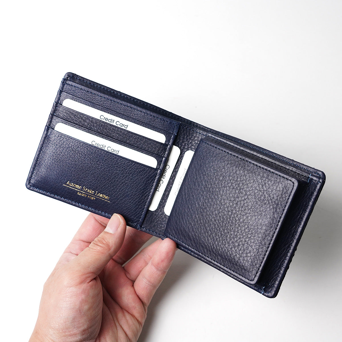 藍染め×蛇革 二つ折り財布 HRD2003