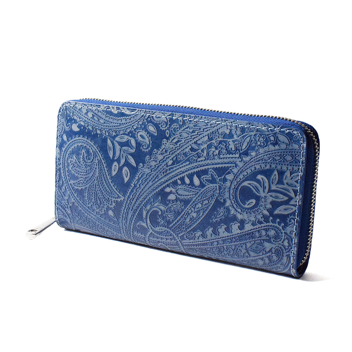 Indigo dyed x Paisley round zipper long wallet ZYS197