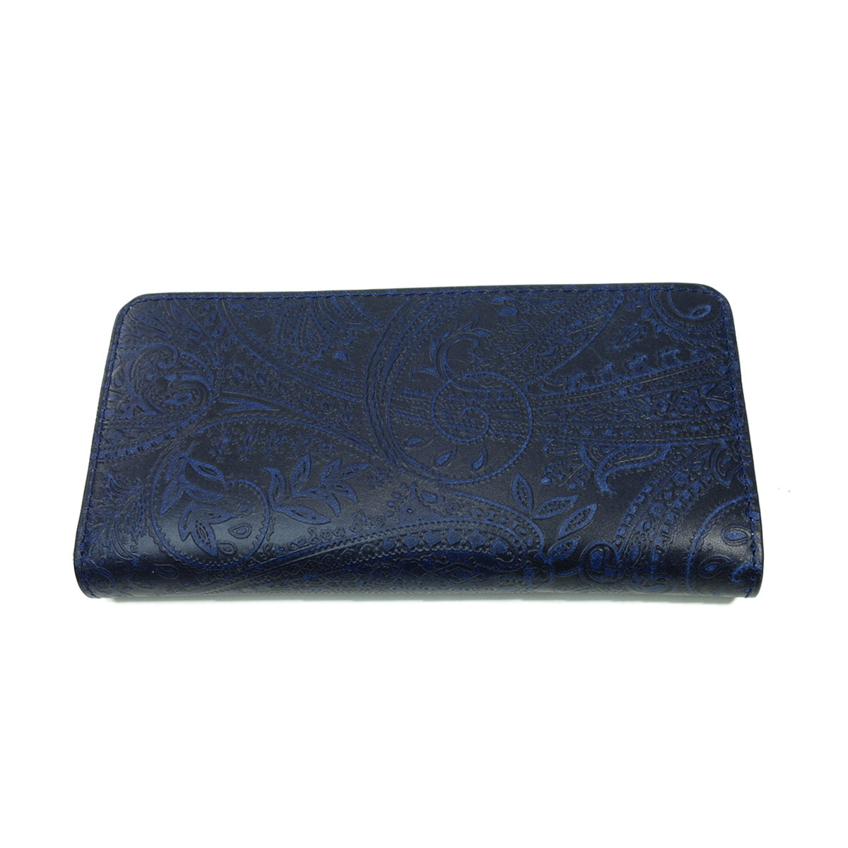 Indigo dyed x Paisley round zipper long wallet ZYS197