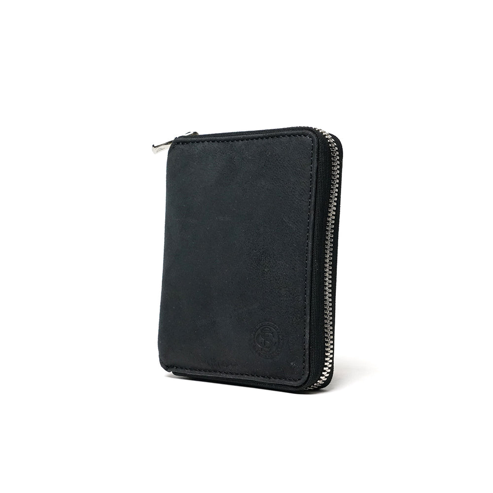 Waxed Elk Leather Round Zip Half Wallet FZKM851 