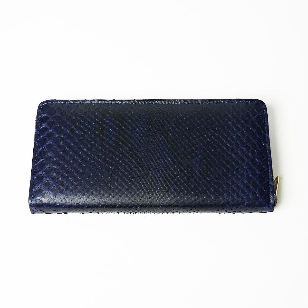 藍染め×蛇革 ラウンドファスナー 長財布 HRD2000