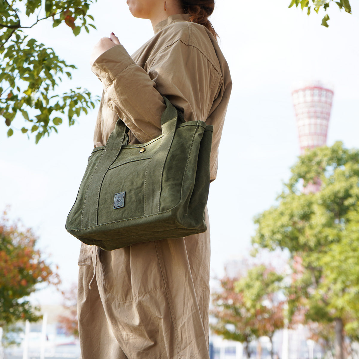 18oz Army Duck Bio Divided Tote Bag, Small, LGRN4020