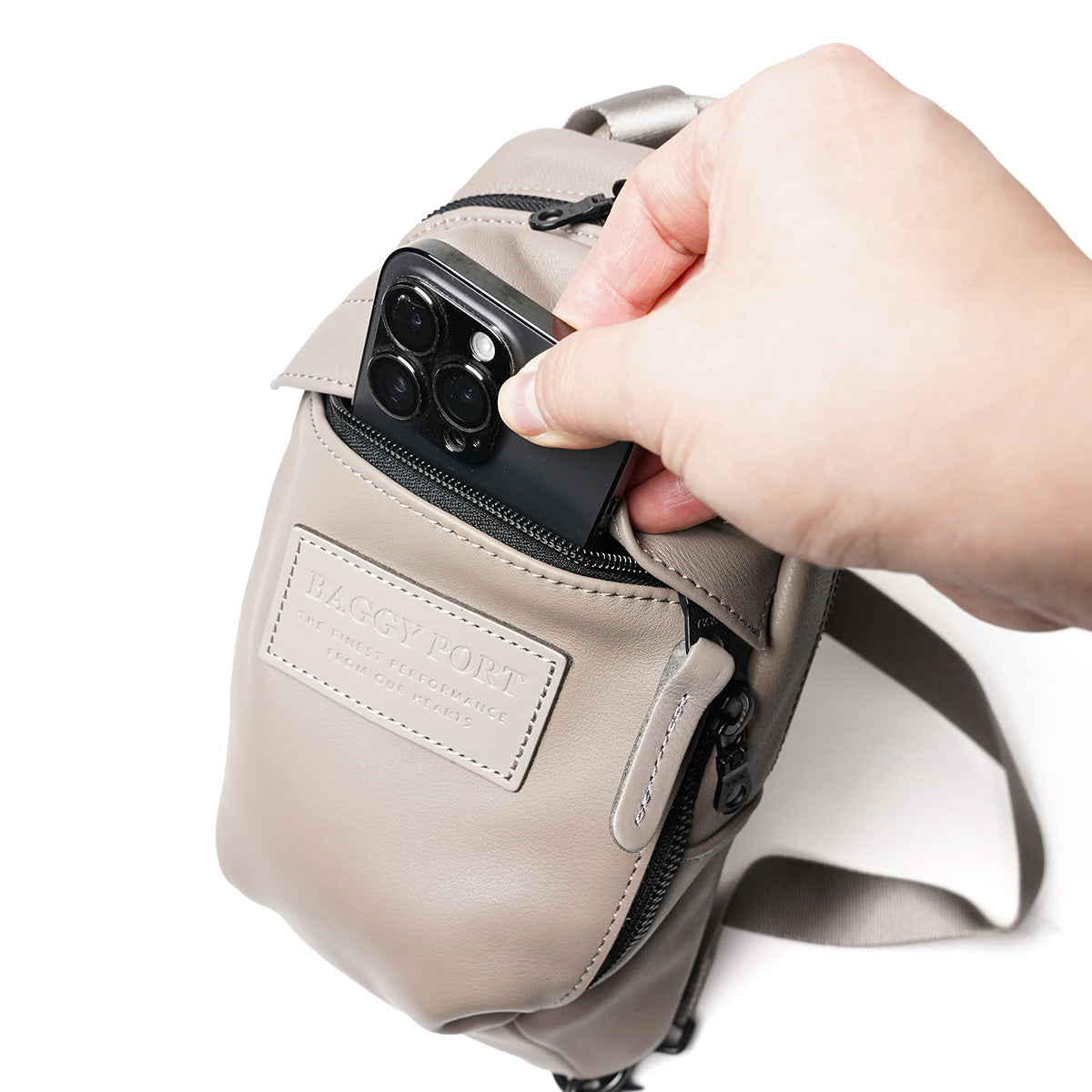 Oil-Soft Leather Vertical Body Bag YNM991