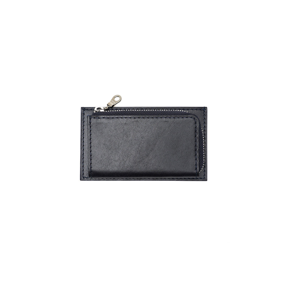 Indigo-dyed leather compact mini wallet ZYS092
