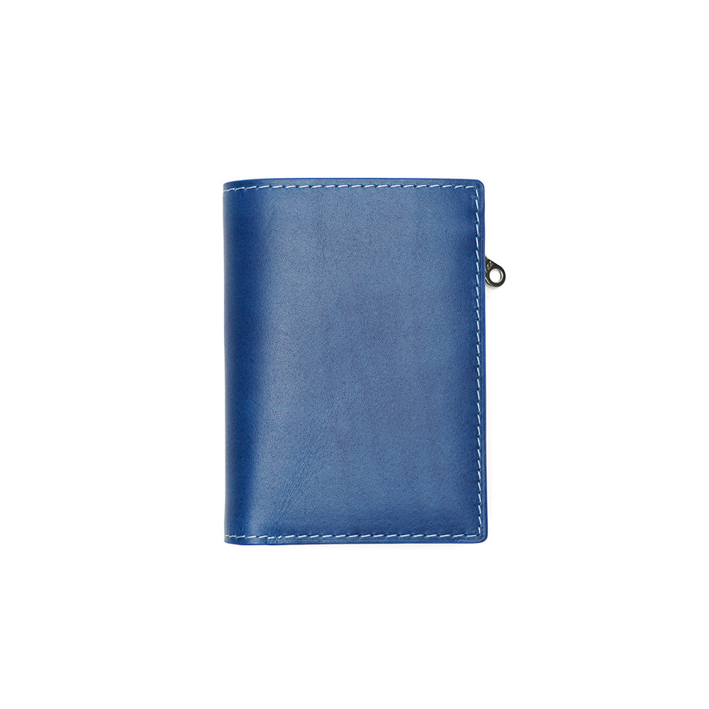 Indigo-dyed leather half wallet ZYS096